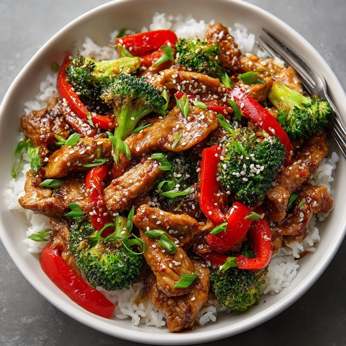 Tender teriyaki chicken stir fry with vibrant broccoli, ready for a quick, flavorful dinner.