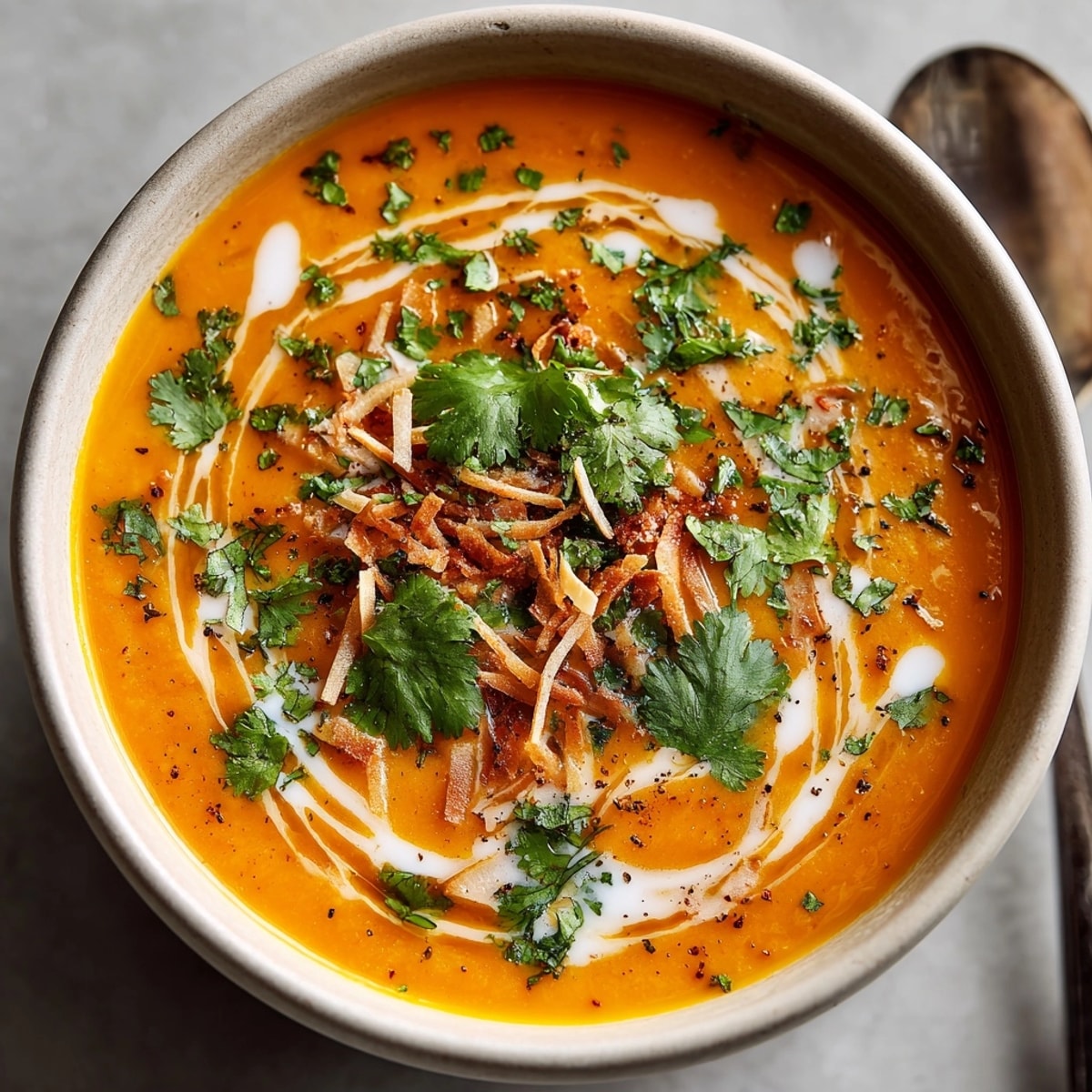 A velvety smooth blend of Carrot and Ginger Soup with Coconut Milk, perfect for a vegan feast.