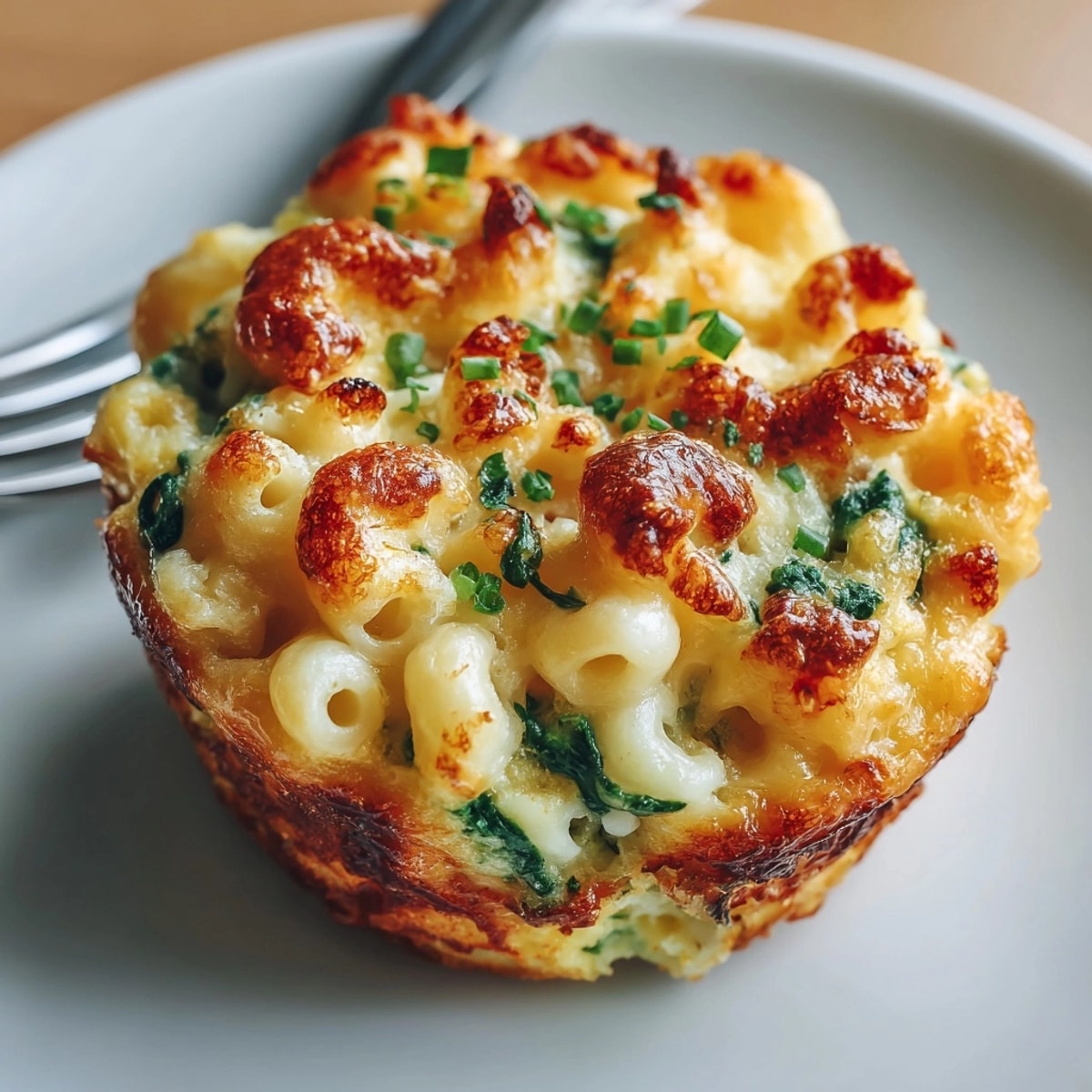 Golden, cheesy Mac and Cheese Breakfast Egg Muffins arranged warm in a muffin tin, ready for serving.