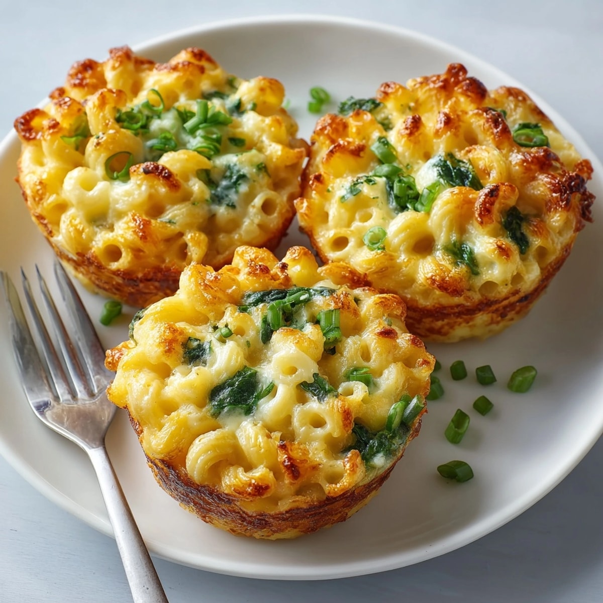 Close-up of fluffy Mac and Cheese Breakfast Egg Muffins packed with melty cheese and tender pasta.