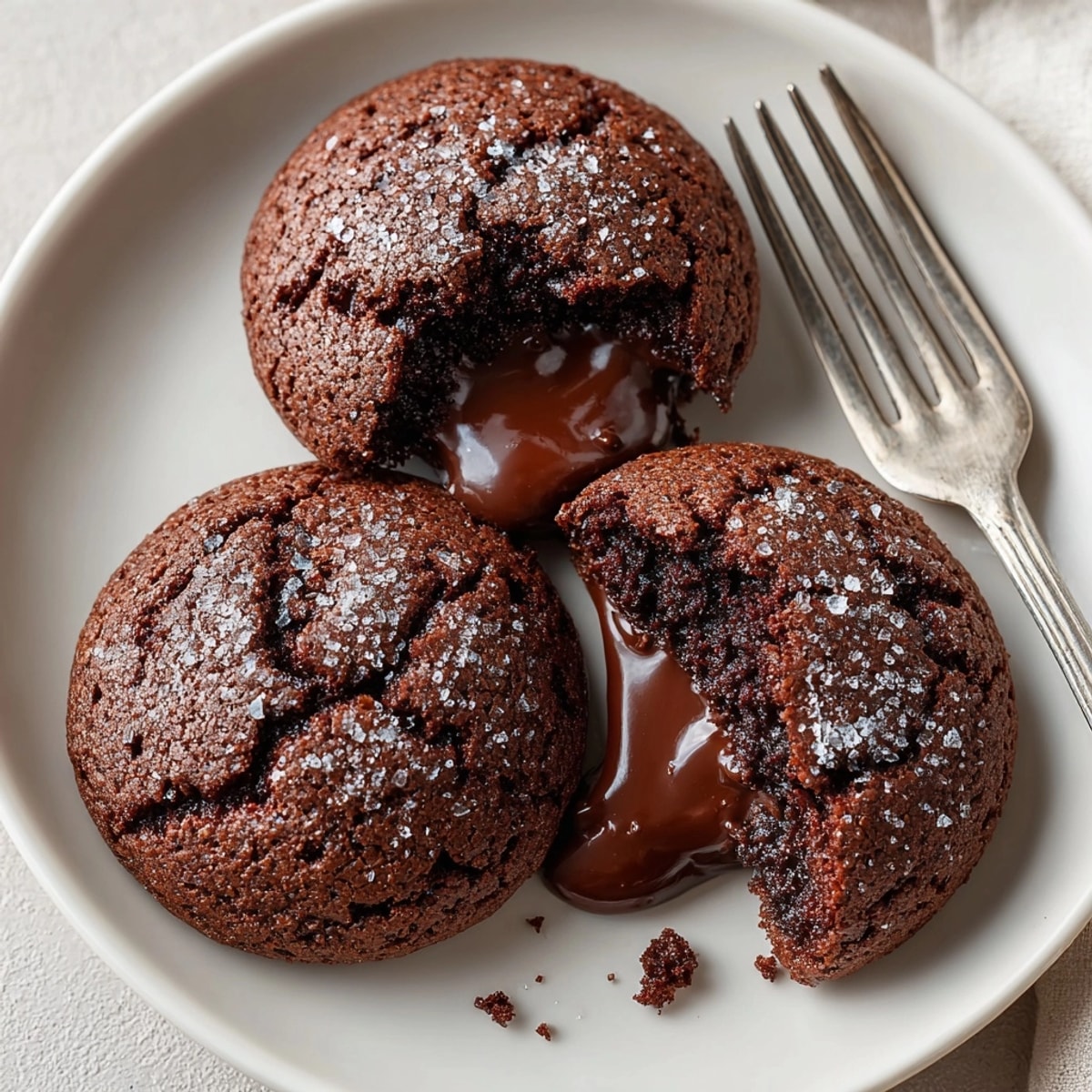 Close-up of Chocolate Lava Cookies revealing moist, fudgy interiors and crispy cookie edges