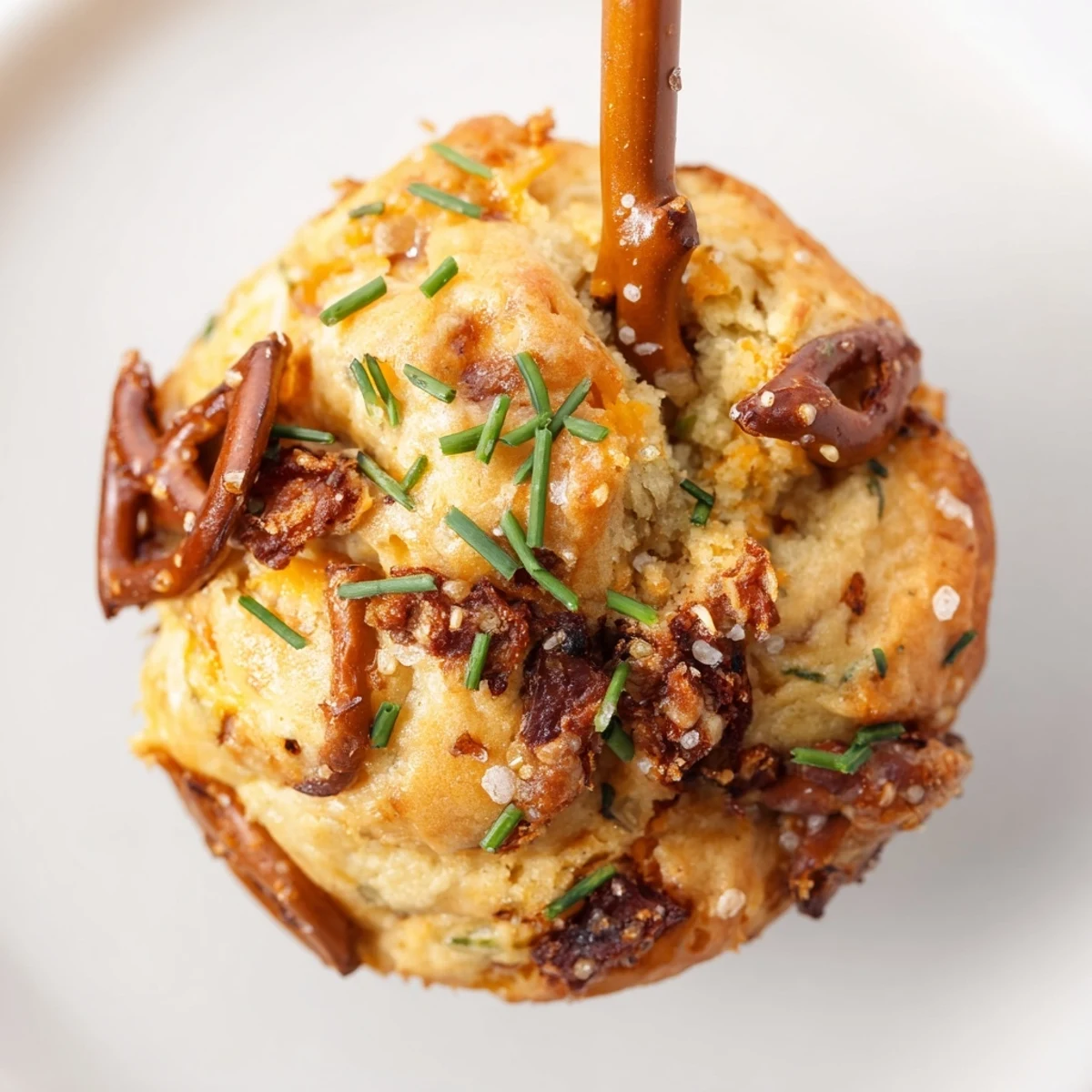 Deliciously tangy Buffalo Ranch Pretzel Drop Muffin Pops served on lollipop sticks.  