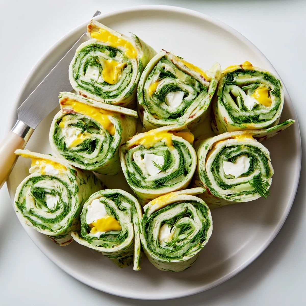 Tangy Pickle-in-a-Blanket appetizer wraps with flavorful cream cheese and fresh dill.  