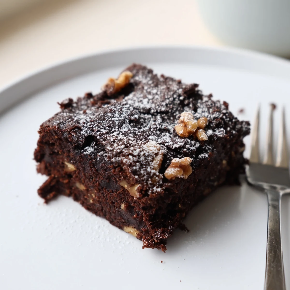 Fudgy zero-waste brownies topped with dark chocolate chips, ensuring a rich, satisfying treat.  