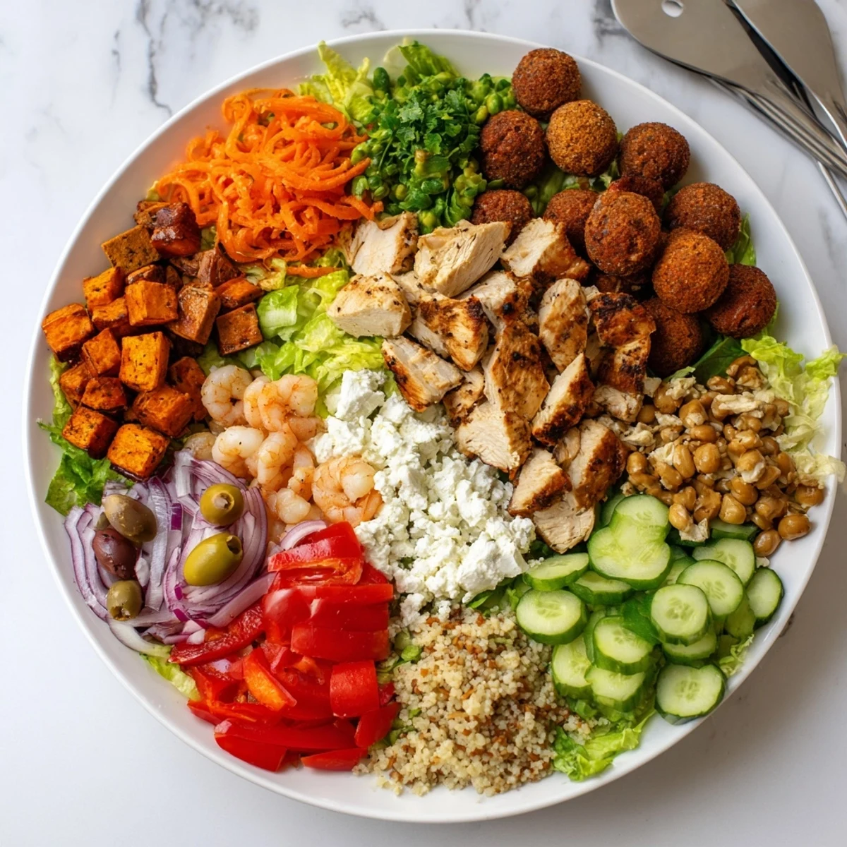 Guests enjoying build-your-own bowls filled with fresh vegetables and savory proteins.  