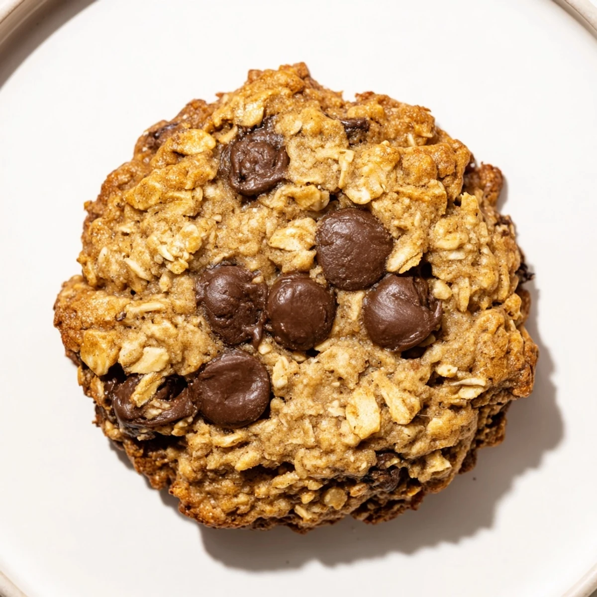 Warm and inviting image of Oat-Banana Chocolate Chip Cookies, golden-brown and ready to eat.