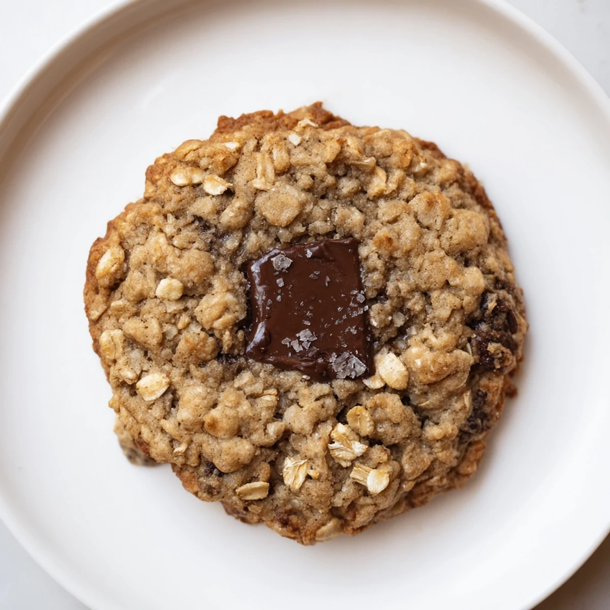 Close-up shot showing the soft, chewy texture of these Oat-Banana Chocolate Chip Cookies just out of the oven.