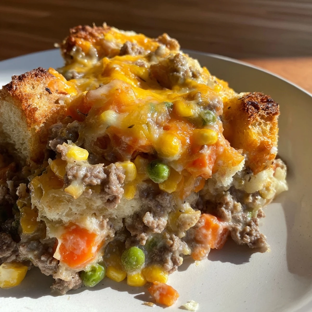 Golden, bubbly 5-Ingredient Sloppy Joe Casserole, a comforting weeknight dinner ready to enjoy.