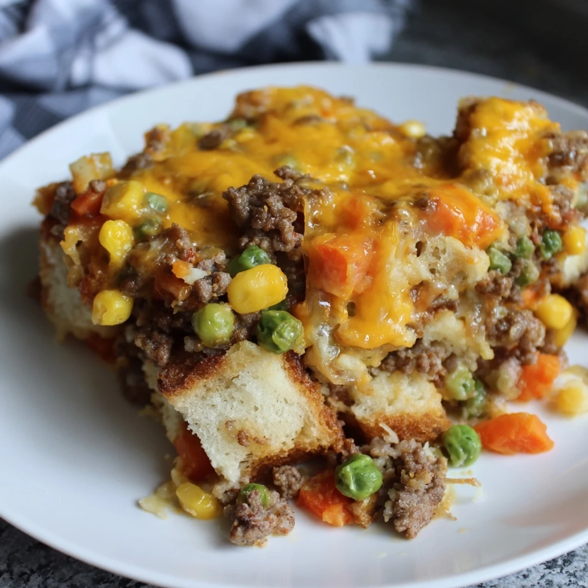 A hearty 5-Ingredient Sloppy Joe Casserole, complete with gooey cheese and a flavorful beef sauce.