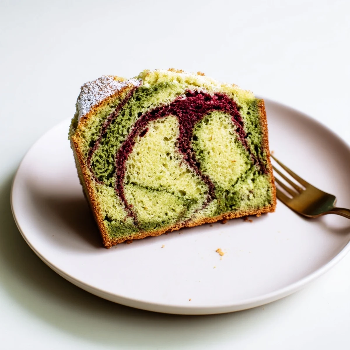 Vibrant red and green marbled effect in this delicious Red & Green Swirl Matcha Marble Pound Cake.