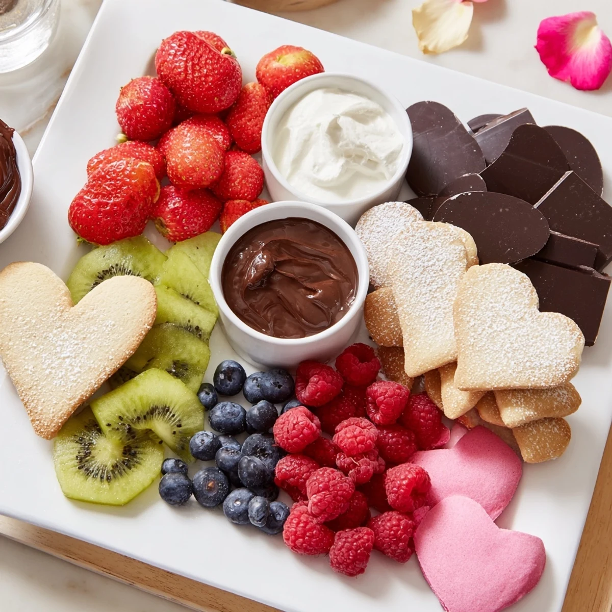 Imagine a beautiful Love Letter Dessert Board overflowing with chocolate, cookies, and fresh berries—a delicious Valentine's treat.