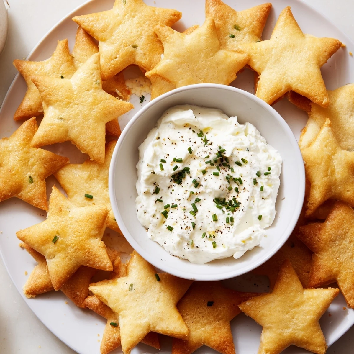 Crispy Holiday Crackers are ready to be dipped, showcasing a festive arrangement with fresh herbs.