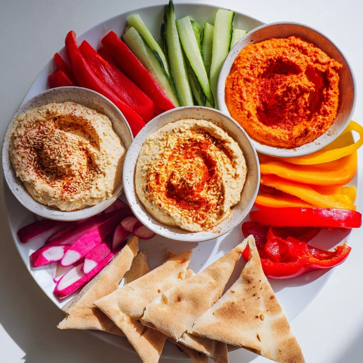 Vibrant The Moroccan Tent appetizer, a party-ready platter with colorful veggies and warm flatbread.