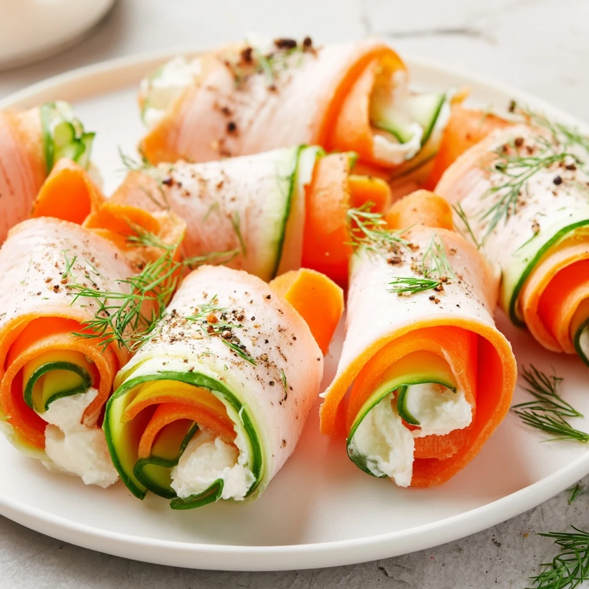 Close-up image of the visually appealing Ribbon Dancer, showcasing fresh vegetables and smoked turkey.