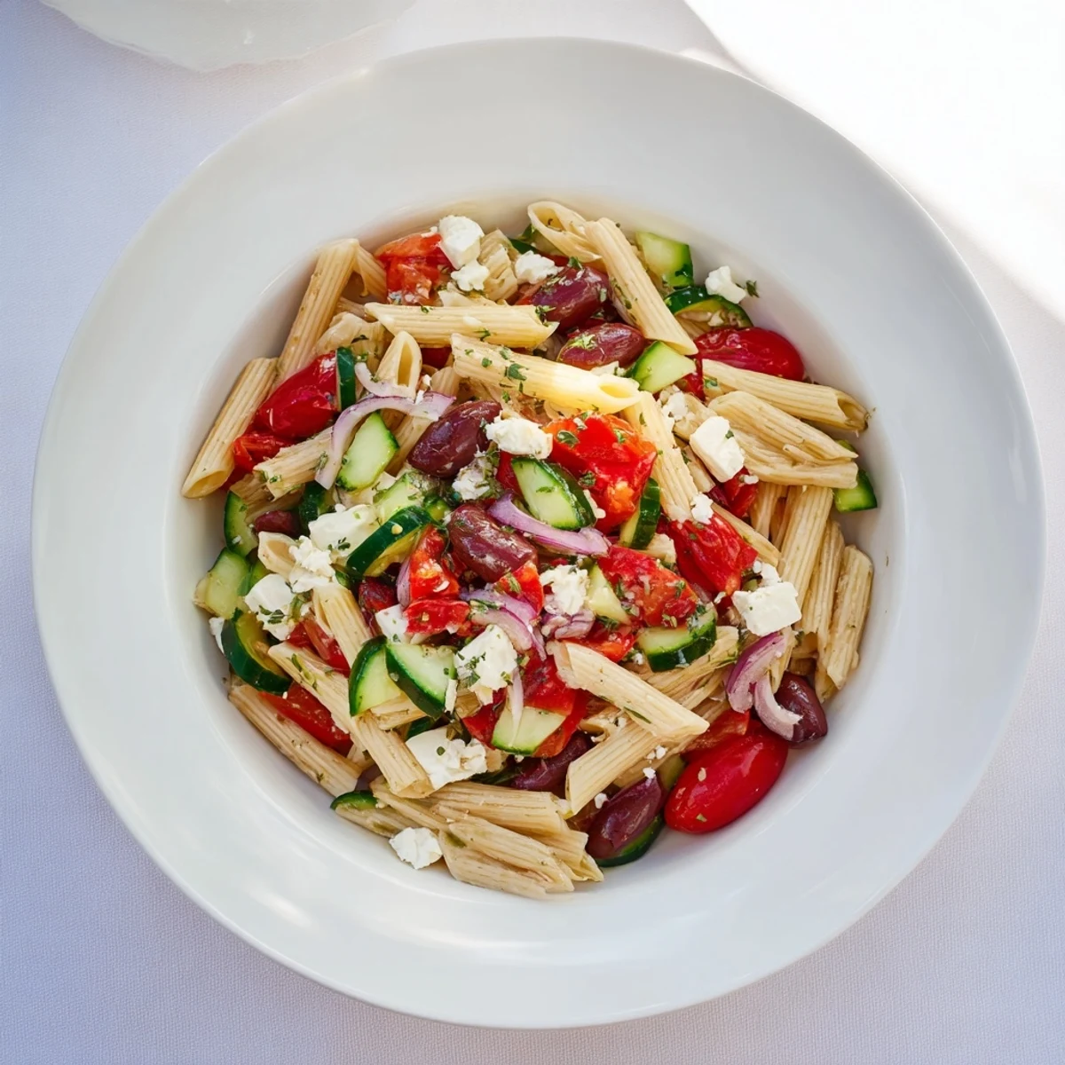 Mediterranean pasta salad chickpeas