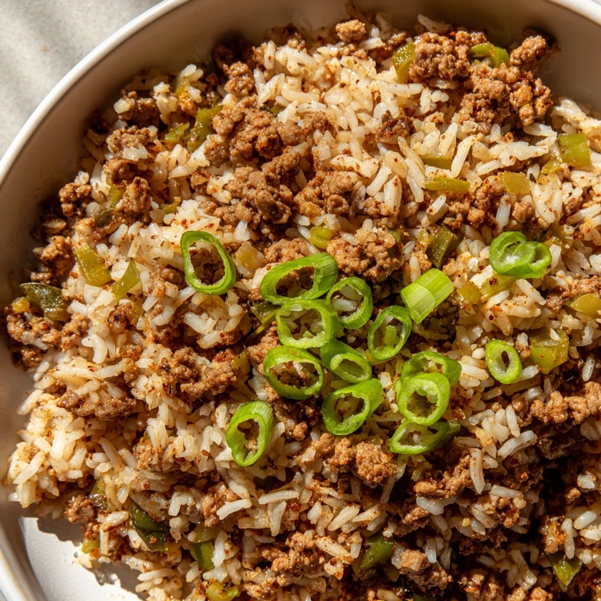 Enjoy a hearty plate of Cajun Dirty Rice, a classic Southern dish brimming with delicious aromas.