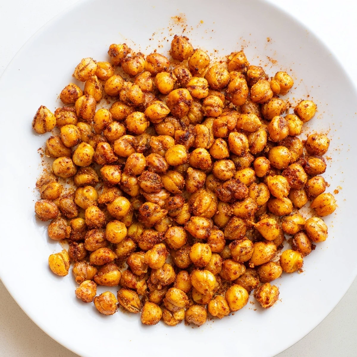A close-up of the flavorful crispy chickpea snack, showing the perfect texture before your first bite.