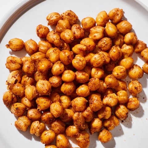 Golden-brown crispy chickpea snack, perfectly seasoned and ready to eat as an exciting, healthy treat.