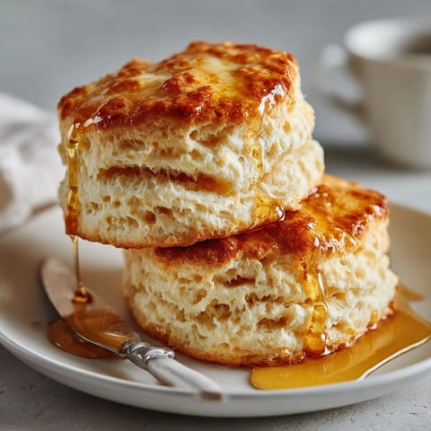 Warm, buttery Classic Buttermilk Biscuits with swirls of honey butter, a perfect breakfast treat.