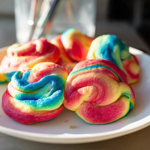 Colorful slices of Cloud Bread Rainbow, ideal for fun parties and snacks.  