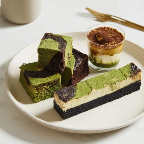 Mini chai tiramisu cups layered with creamy mascarpone and aromatic spices for dessert.  