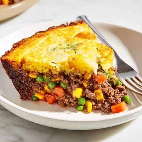 Cornbread Crusted Beef Pie