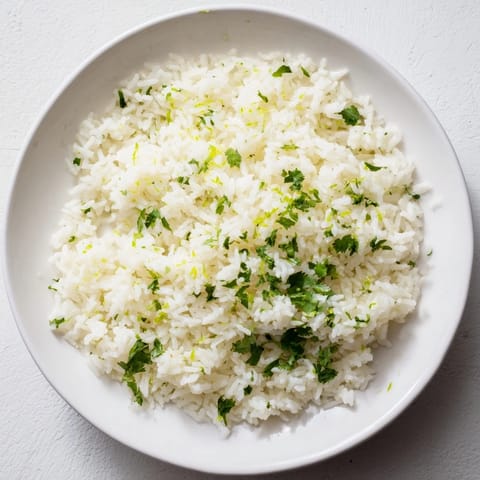 Bright green cilantro lime rice, a flavorful side dish, ready to be served.