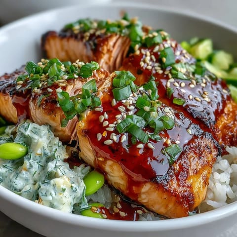 A fresh Bang Bang Salmon Bowl with lime wedges and cilantro garnish, perfect for a quick, flavor-packed weeknight dinner.