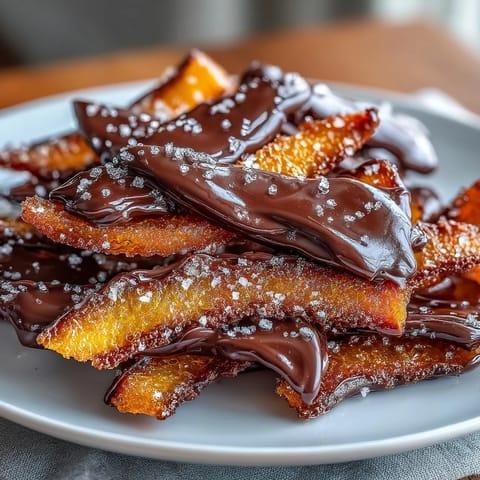 Luxurious dark chocolate-covered candied orange peel, balancing sweet citrus notes with rich cocoa depth—perfect for elegant snacking or gifting.