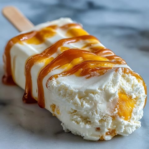 Creamy Greek yogurt and mango swirl freezer pops with vibrant marbled layers of tangy yogurt and sweet mango purée.