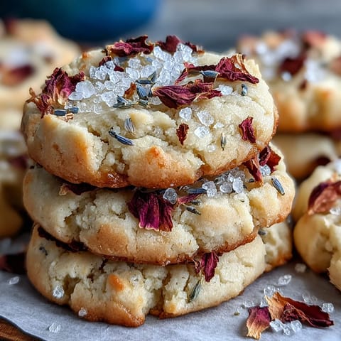 1. Delicate floral shortbread cookies with edible rose petals and lavender, beautifully arranged in a gift box for Mother's Day.  