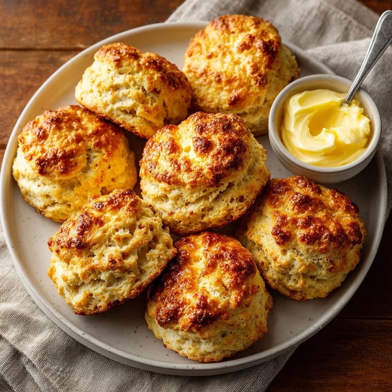 Homemade Classic Buttermilk Biscuits pictured alongside creamy honey butter, perfect for sharing.