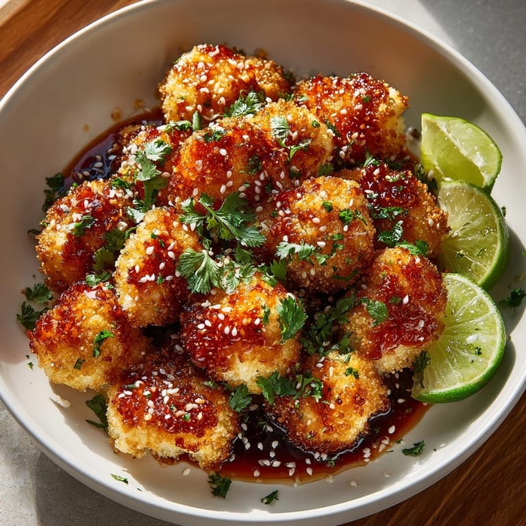 Enjoy the delicious texture of these homemade Crispy Honey Sriracha Cauliflower Bites, ideal for game night!