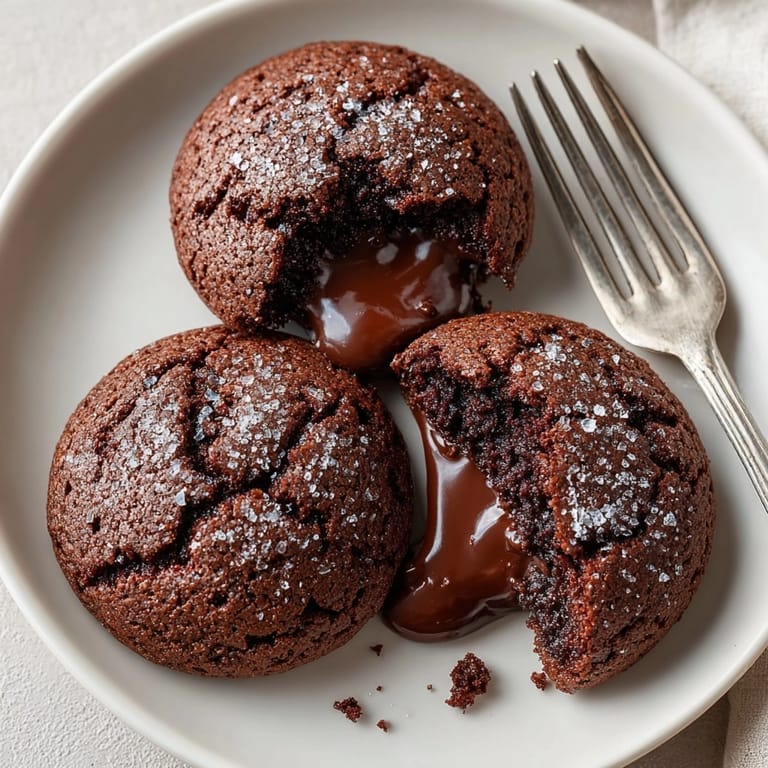 Close-up of Chocolate Lava Cookies revealing moist, fudgy interiors and crispy cookie edges
