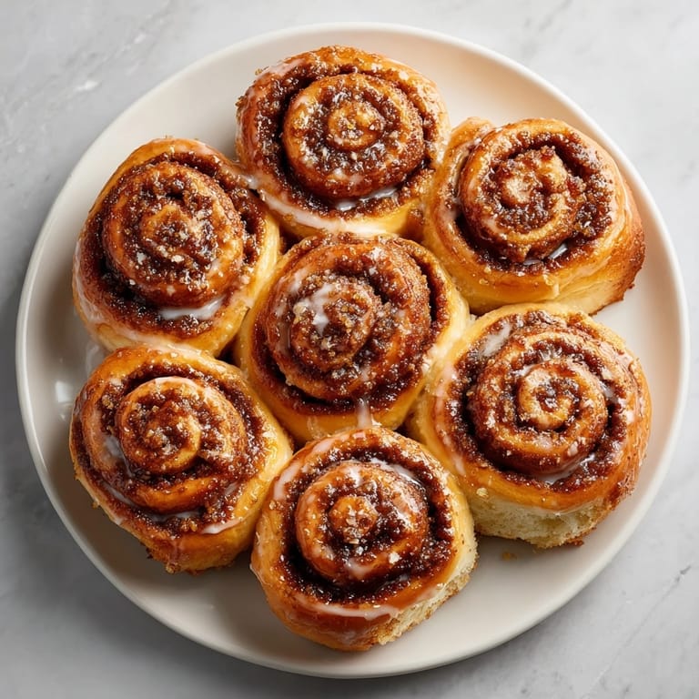 Light & fluffy pumpkin butter cinnamon rolls glistening with sweet brown sugar frosting, served warm and inviting.