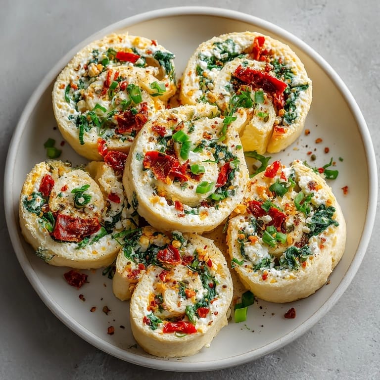 Close-up of savory Ricotta Spinach Pinwheel Wraps, showcasing the layered textures.