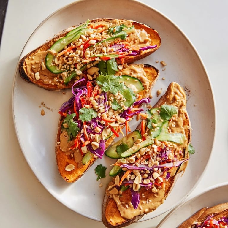 Enjoy a flavorful bite of Thai Peanut Sweet Potato Toast, recipe perfect for sharing.