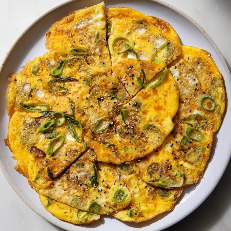 Close-up of delicious Garlic Scallion Pancake Frittatas, highlighting the cheesy, fluffy texture.