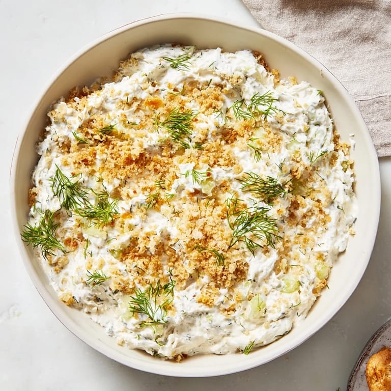 Freshly made Fried Pickle Dip, a delightful American dip recipe with chopped dill pickles and seasonings.