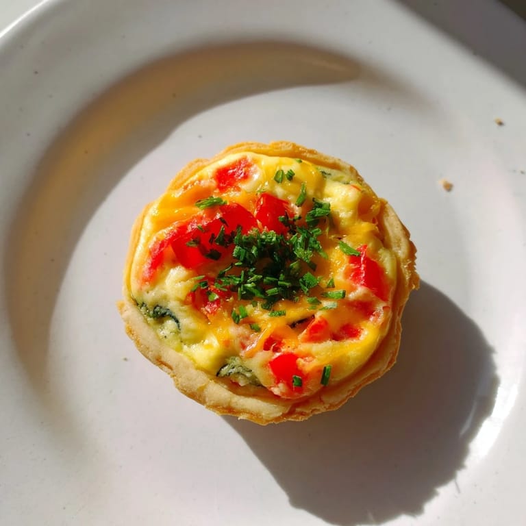 Freshly baked Easy Festive Mini Quiche Cups showcasing a flaky crust and creamy, delightful filling.