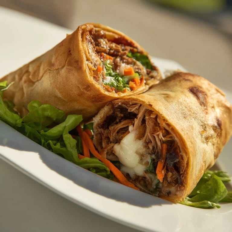 Air-fried Buffalo Turkey Christmas Wraps: tender turkey mingled with spicy buffalo sauce, ready to eat.
