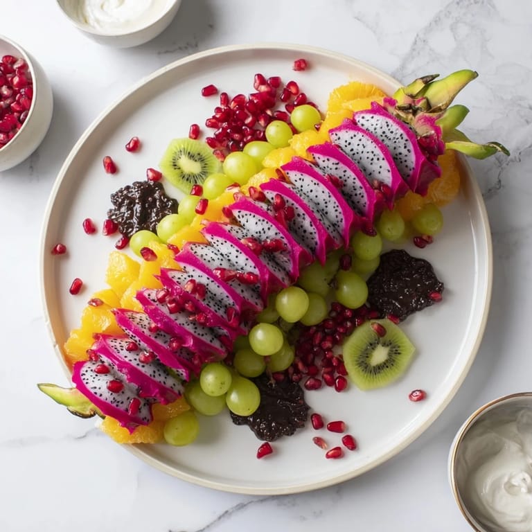 Imagine a festive Dragon Scales Fruit and Dip Board with a dazzling array of delicious, juicy fruits and sweet dips!