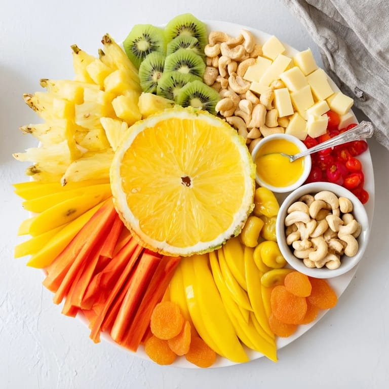 Vivid close-up shows a Sunny Yellow Citrus Burst, offering a refreshing appetizer with varied textures.