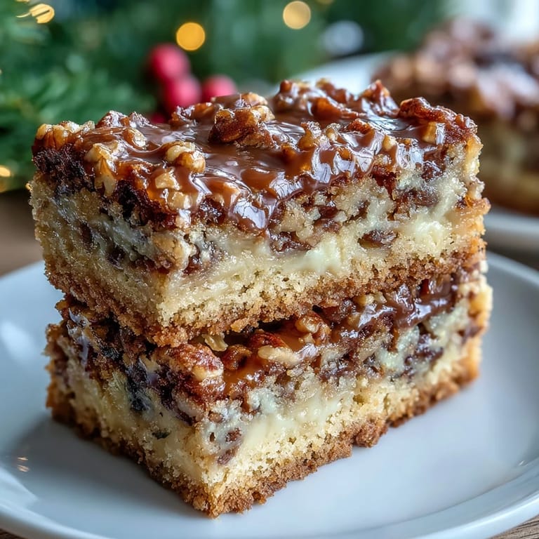 Sliced wedge of Christmas Toffee Crunch Cake reveals soft crumb with buttery toffee and pecans.