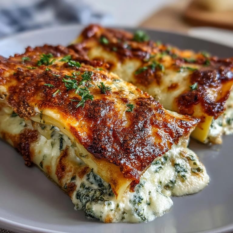 Freshly baked Garlic Butter Lasagna Roll-Ups topped with melted cheese and parsley, paired with a crisp salad.