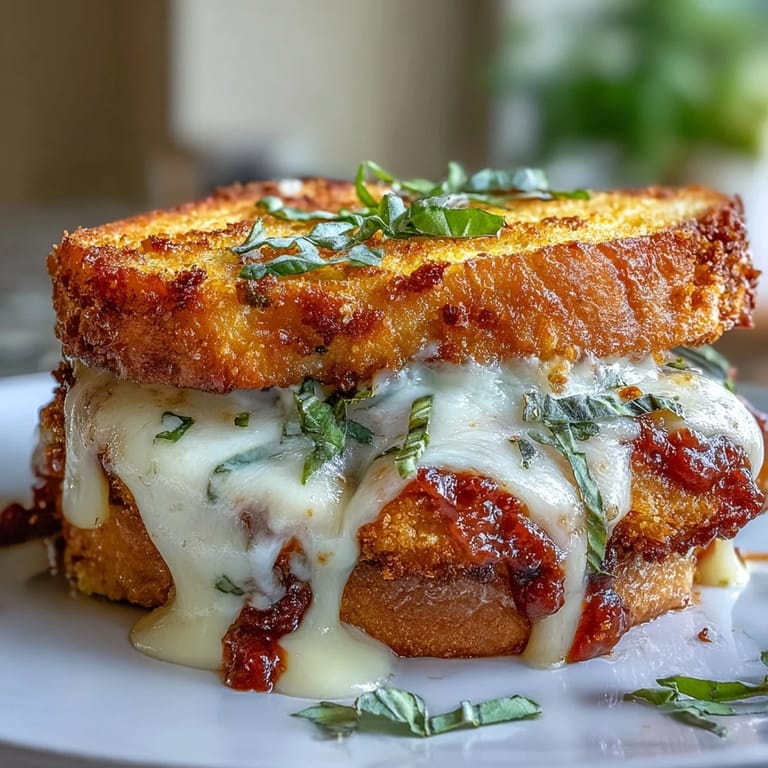 Golden fried chicken layered with creamy vodka sauce and gooey mozzarella, topped with fresh basil, all nestled in warm Italian bread for a satisfying bite.  