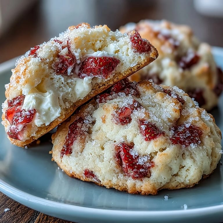 Creamy cottage cheese strawberry shortcake cookies bursting with juicy berries, perfect for a sweet, nostalgic dessert treat.