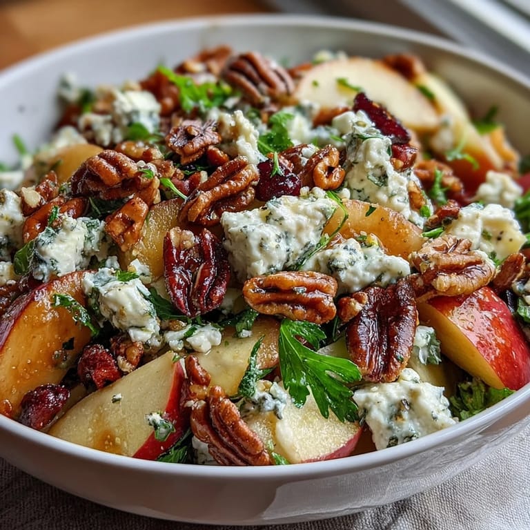 Crisp celery and apples shine in this easy salad with toasted walnuts, feta, and tangy dressing, ideal for summer meals.