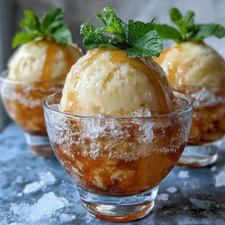 Elegant Limoncello Sorbet Float topped with bubbles, perfect for a light Italian dessert.