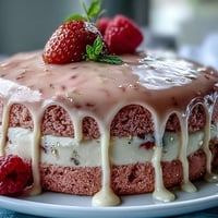 Elegant pink Bridal Shower Rosé Velvet Cake with shimmering gold drip.